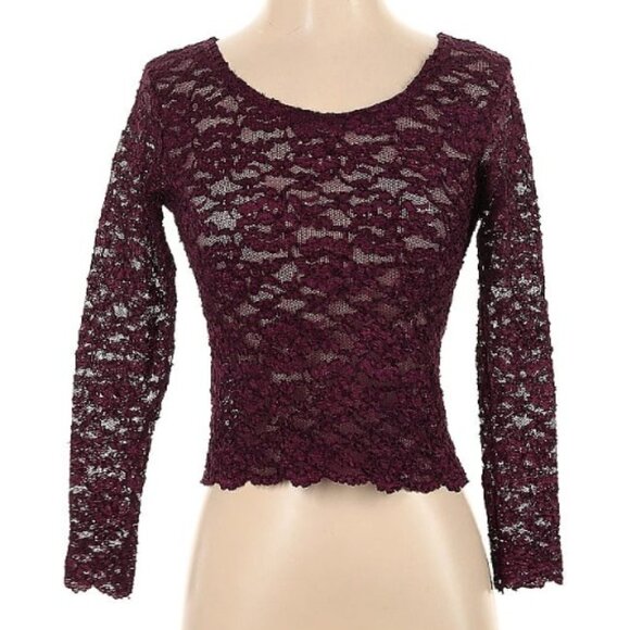 80s Victoria's Secret Lace Long Sleeve Top - Picture 1 of 6